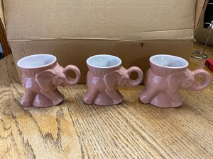 lot 2013 image: Lot of 3 1977 Frankoma Pink Republican Elephant Mugs