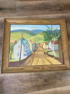 lot 2018 image: Weaver Oil Painting Village Scene
