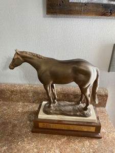 lot 2030 image: Marble and Metal AQHA Grand Champion Horse trophy