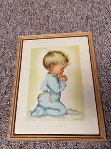 lot 2069 image: Vintage little boy print called Bless Us All by Charlot Byi