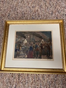 lot 2070 image: Framed print from 1870 to 1880s called a Saturday night scene in the Bowery New York