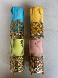 lot 2101 image: Set of four vintage glasses in metal holders