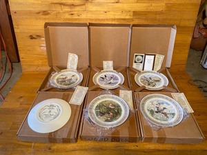 lot 2106 image: Set of six Royal Worcester water birds of North America plate collection designed by the Hamilton collection