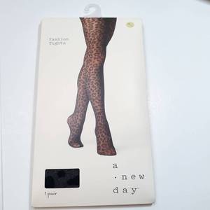 lot 912 image: A Day Womens Leopard Print Sheer Tights, Leopard Tights, Black Ml 420
