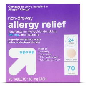 lot 948 image: Fexofenadine Hydrochloride Allergy Relief Tablets- 70ct - Up&Up