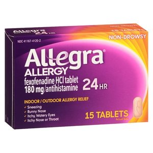 lot 1005 image: Allegra 24 Hour Allergy Relief Antihistamine Tablets, 15ct