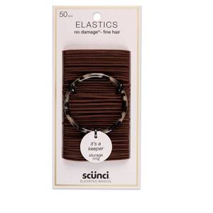 lot 2130 image: Scunci No Damage Elastics - Brown - 2mm50ct