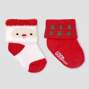 lot 2149 image: Baby 2pk Christmas Crew Socks - Just One You made by carters RedWhite 0-6M