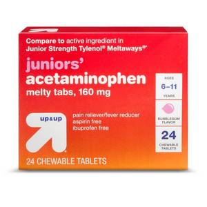 lot 2187 image: Junior Strength Bubblegum Flavor Acetaminophen Tablets - 24 Count - up & up