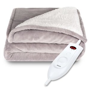 lot 7314 image: Best Choice Products Electric Heated Reversible Sherpa Blanket w 3 Heat Levels, Auto Shut Off - Gray