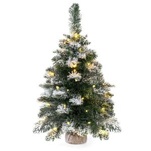 lot 7315 image: Best Choice Products 24-inch Cordless Indoor Pre-Lit Snow Flocked Tabletop Christmas Tree Holiday Decor with 30 LED Warm White Lights, Hidden Battery Pack, 6 Hour Timer, GreenWhite