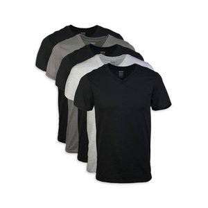lot 7325 image: Gildan Mens short sleeve V-neck assorted color t-shirt up to 2XL, 5-pack