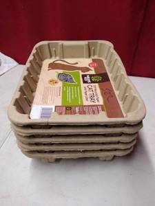 lot 7382 image: Natures eco 100% recycled paper disposable cat tray with pre-filled litter