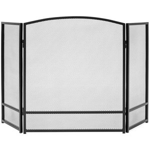lot 7384 image: Best Choice Products 3-Panel 47x29in Simple Steel Mesh Fireplace Screen, Spark Guard Gate w Rustic Worn Finish