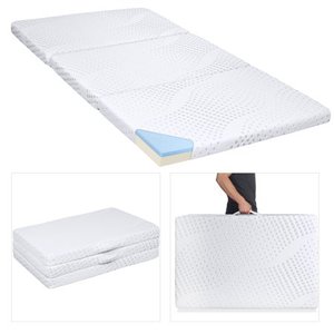 lot 7388 image: Best Choice Products Portable 3in Twin Size Tri-Folding Memory Foam Gel Mattress Topper w Removable Cover