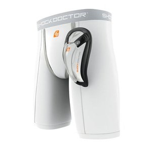 lot 7527 image: Shock Doctor Boys Compression Short with BioFlex Cup (Small, White)