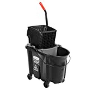lot 1540 image: Rubbermaid Commercial WaveBrake 2.0 35 QT Side-Press Mop Bucket and Wringer, Black (1863896)