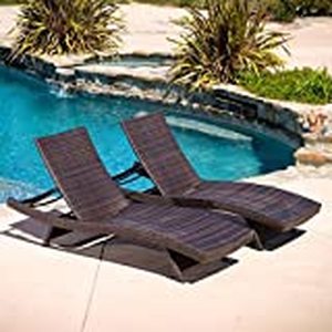 lot 1588 image: Christopher Knight Home Salem Outdoor Wicker Chaise Lounge Chairs, Brown - Set of 2