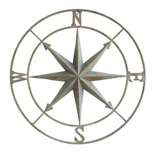 lot 1597 image: Creative Co-op Decorative Round Metal Compass Wall D�cor, 41, Aqua