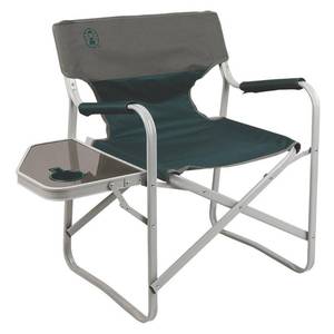 lot 1601 image: Coleman Outpost Breeze Portable Folding Deck Chair with Side Table