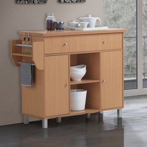 lot 6604 image: Hodedah Kitchen Island with Spice Rack