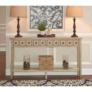 lot 6618 image: Powell Furniture Sadie Cream Long Storage Console Table, Multicolor