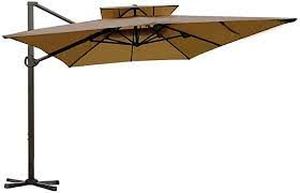 lot 1552 image: Abba Patio 9 x 12 ft Patio Offset Hanging Umbrella Double Top Rectangular Cantilever Umbrella with Easy Tilt & Cross Base for Garden, Deck, Backyard and Pool, Cocoa