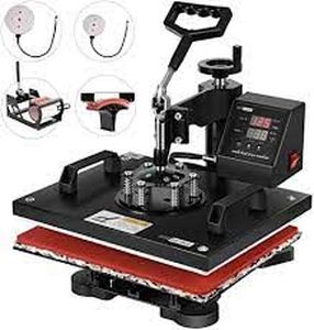 lot 1560 image: VIVOHOME 5 in 1 Combo Multifunctional Swing Away Clamshell Printing Sublimation Heat Press Transfer Machine for T-Shirt Hat Cap Mug Plate 15 x 12 Inch