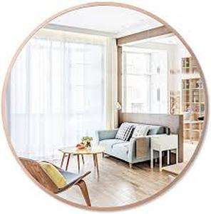 lot 6564 image: PexFix 30 Wall Round Mirror, Retro Aluminum Alloy Metal Frame Wall-Mounted Mirror Decorative Mirror for Bedroom, Vanity Washrooms, Living Room & Entryway (Rose-Gold)