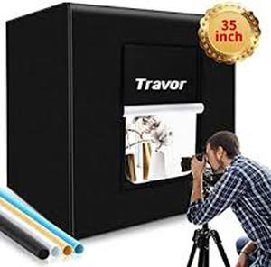 lot 6570 image: Photo Box, Travor Photo Studio Light Box 3590cm Adjustable Brightness Portable Shooting Tent Table Top Photography Lighting Kit with 126 LED Lights 4 Backdrops (Brightness 15000lm, CRI95)