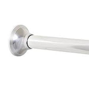 lot 6571 image: Zenna Home NeverRust Aluminum Decorative Tension Shower Rod, 54 to 88-inch, Nickel