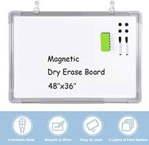 lot 6586 image: Whiteboard, GALSOAR 48x36 Inches Large Size Wall-Mounted Aluminum Frame Dry Erase Boards, White Board with Invisible Nails for Office, Classroom, Home