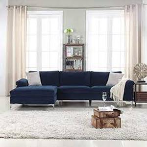 lot 6621 image: Divano Roma Furniture Modern Large Velvet Fabric Sectional Sofa, L-Shape Couch with Extra Wide Chaise Lounge (Grey)