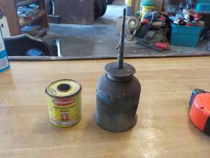 lot 5795 image: metal automotive wire can and oiler