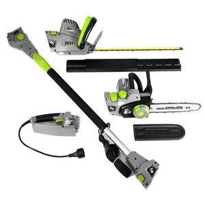 lot 4087 image: 4 In 1 Multi Tool - 120 Volts And 468 Watts Chain Saw, Hedge Trimmer, Pole Saw And Pole Hedge Trimmer - Gray - Earthwise