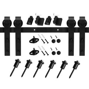 lot 47 image: Easelife 8 Foot Double Door Sliding Barn Door Hardware Kit Heavy Duty