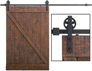 lot 55 image: Smartstandard 10 Foot Heavy Duty Sliding Barn Door Kit on Big Wheel Hangers