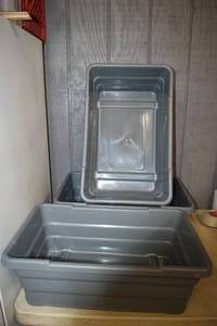 lot 388 image: 3 Stackable Bins 15 x 24 x 9