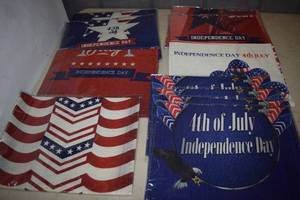 lot 417 image: 11 Patriotic 4th of July Double Sided Burlap Garden Flags 12.5 x 18.5