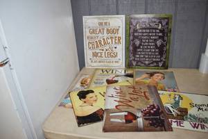 lot 422 image: 8 Metal Wine Signs 16 x 12.5