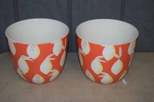lot 230 image: Pair Opalhouse Stoneware Planters 7 tall and 8 diameter