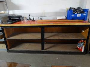 lot 3124 image: Custom built wood countercabinet w under storage