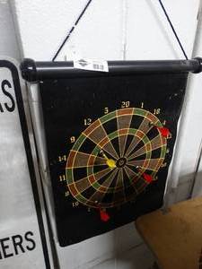 lot 2921 image: Portable dart board w darts