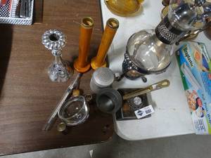 lot 2926 image: Candle holders decanter & misc.