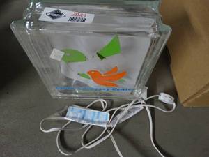 lot 2941 image: Glass block art w light