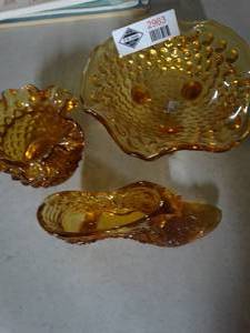 lot 2963 image: Glass shoe & 2 candy dishes