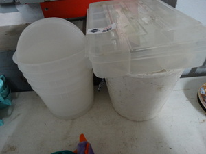 lot 2850 image: Small buckets minnow bucket storage container