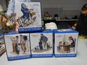 lot 2884 image: 4 Norman Rockwell porcelain tankards in boxes