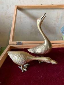 lot 6291 image: Pair of Brass Goose Figures