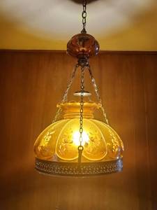 lot 6294 image: Hand Painted Amber Glass Dining Celing Light